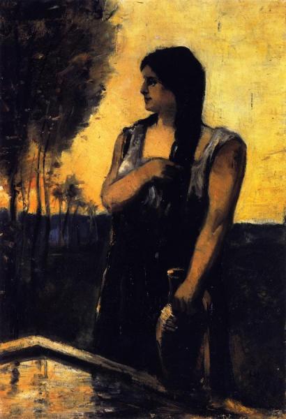 Rebecca At The Fountain by Lesser Ury Oil Painting Reproductions