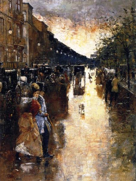 Unter Den Linden After The Rain by Lesser Ury