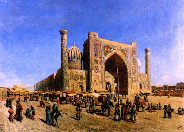 The Sher-dor Mosque In Samarkand by Lev Boure