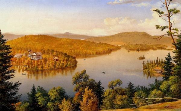 Blue Mountain Lake With Ordway House by Levi Wells Prentice