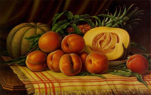 Melons, Peaches And Pineapple by Levi Wells Prentice