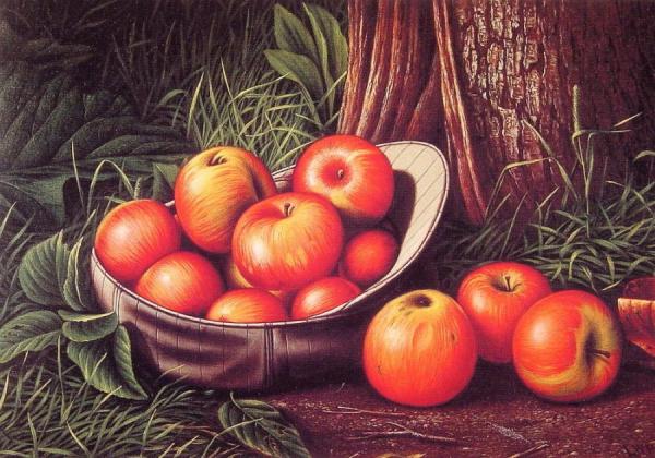 Still Life Of Apples In A New York Giants Cap by Levi Wells Prentice