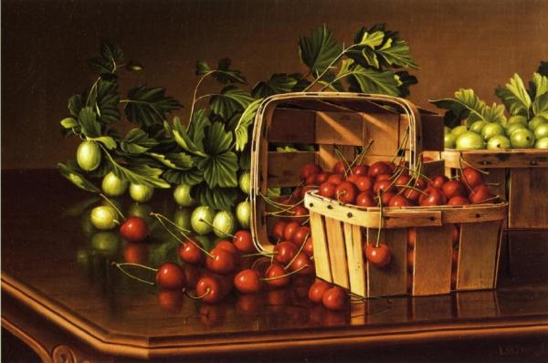 Still Life With Cherries And Gooseberries by Levi Wells Prentice