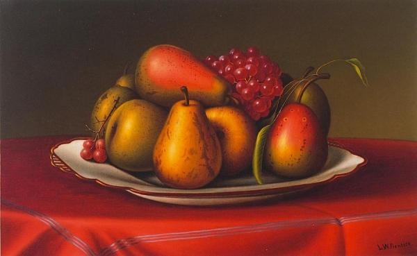 Still Life With Pears And Grapes by Levi Wells Prentice