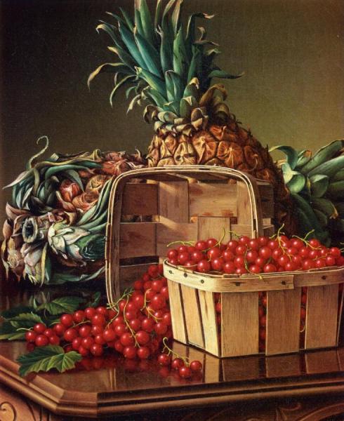 Still Life With Pineapple And Basket Of Currants by Levi Wells Prentice