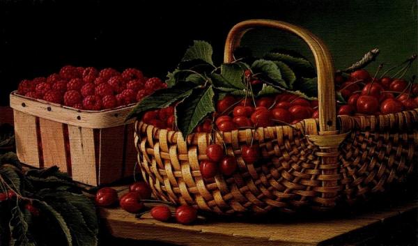 Still Life With Raspberries And Cherries by Levi Wells Prentice