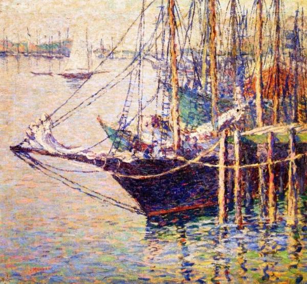 Ships At Dock by Lillian Burk Meeser