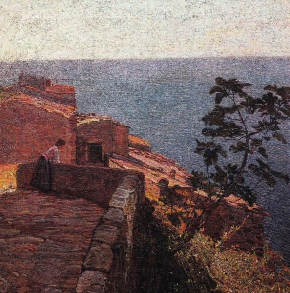 Girl On The Terrace At Sunset by Llewelyn Lloyd Oil Painting Reproductions