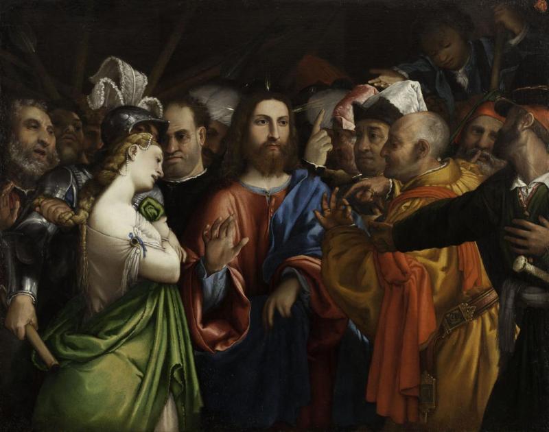 Christ And The Woman Taken In Adultery by Lorenzo Lotto Oil Painting Reproductions