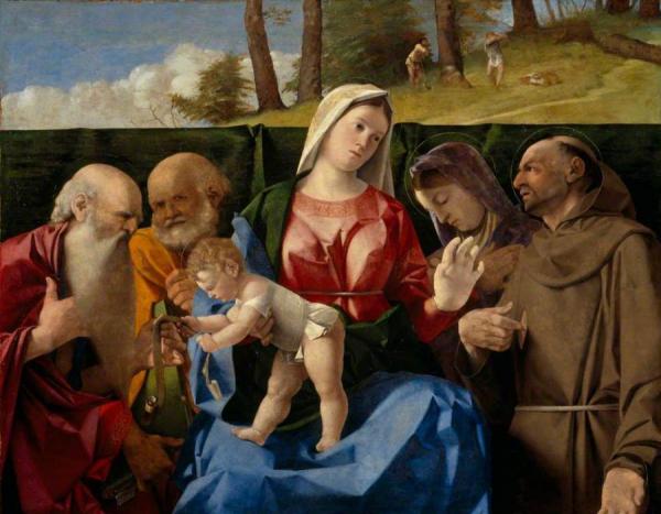 Lorenzo Lotto The Virgin And Child With Saints Jerome, Peter, Francis And An Unidentifed Female Saint