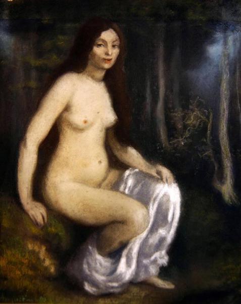 Young Woman Seated In A Forest by Louis Anquetin