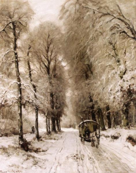 A Horse-drawn Card On A Snowy Path by Louis Apol