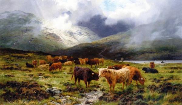 A Highland Drove by Louis Bosworth Hurt Oil Painting Reproductions