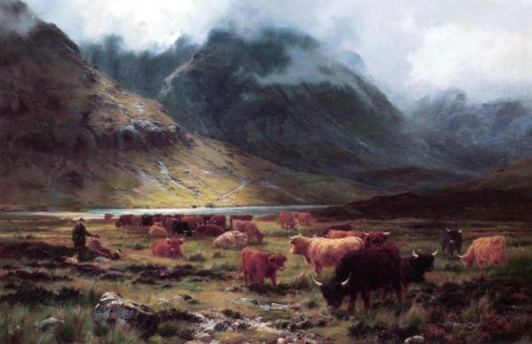 Highland Cattle In A Glen by Louis Bosworth Hurt