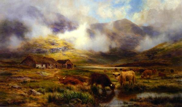 Highland Cattle In A Landscape by Louis Bosworth Hurt Oil Painting Reproductions