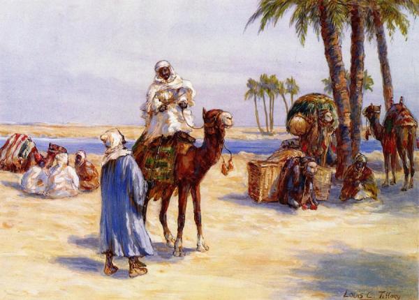 Travelers Near Cairo by Louis Comfort Tiffany Oil Painting Reproductions