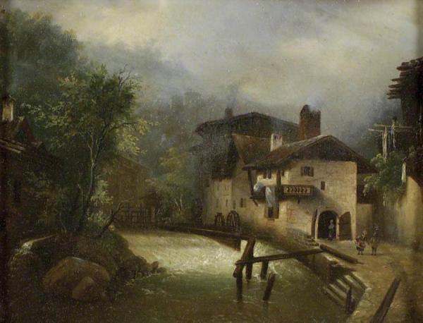 Louis Etienne Watelet A Mill In A Mountainous Landscape