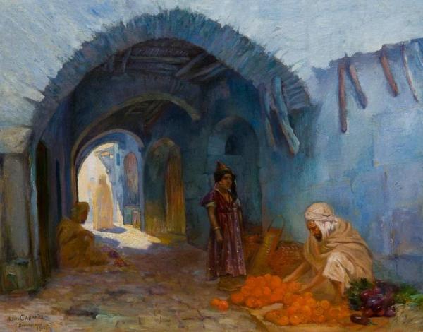 Merchants In The Souk by Louis-françois Cabanes