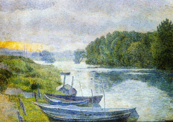 Louis Hayet Banks Of The Oise At Pontoise