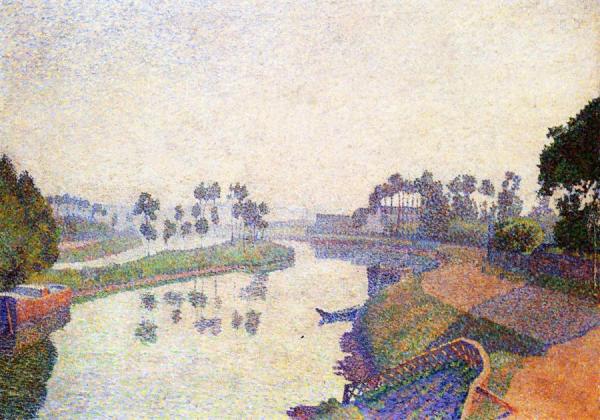 By The Oise At Dawn, Pontoise by Louis Hayet