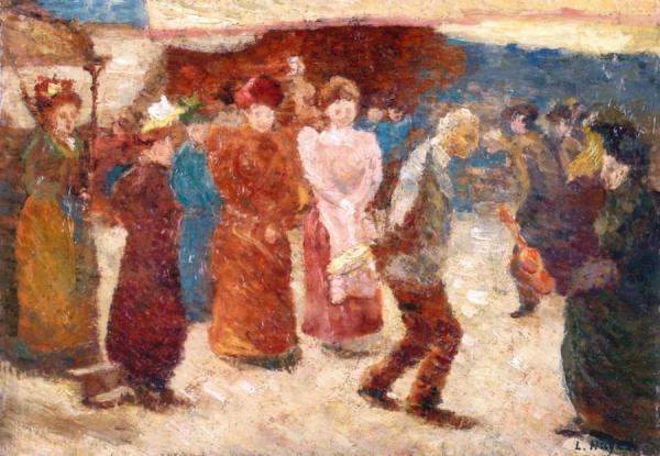 Figures On A Street by Louis Hayet