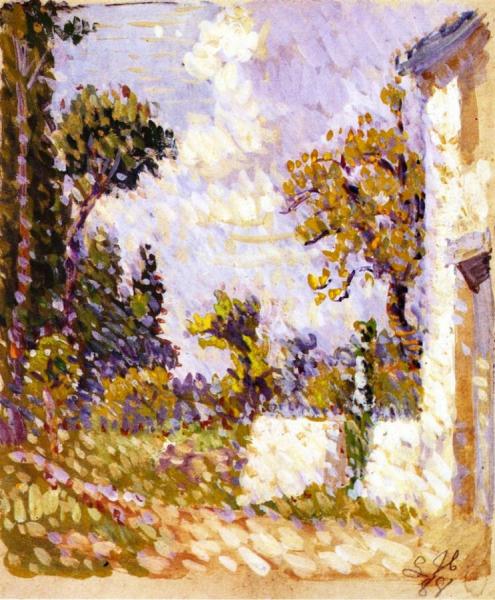 Landscape With Wall And Trees by Louis Hayet