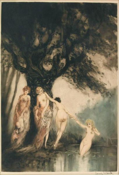 Bathing Beauties by Louis Icart Oil Painting Reproductions