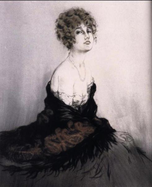 Feathered Shawl by Louis Icart