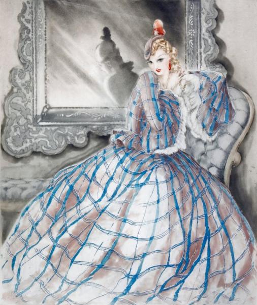 Girl In Crinoline by Louis Icart Oil Painting Reproductions