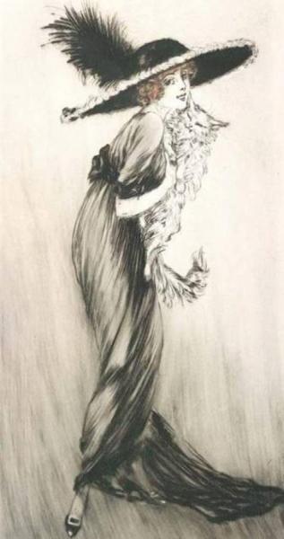 Lady With A Cat by Louis Icart Oil Painting Reproductions