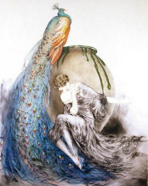 Peacock by Louis Icart