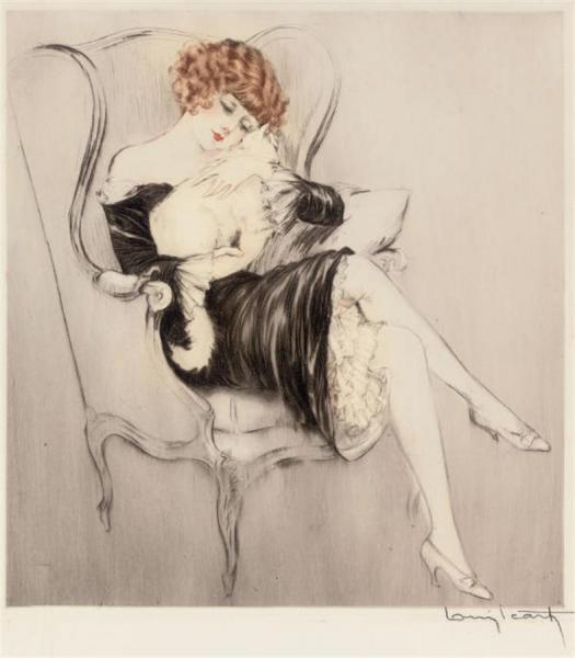 Sleeping Cat by Louis Icart
