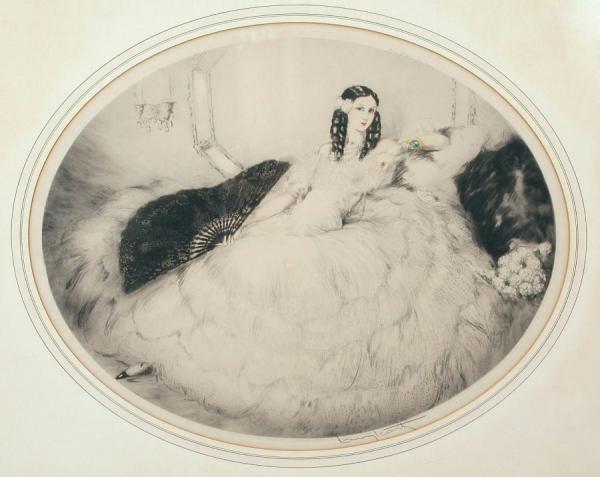 The Black Fan by Louis Icart Oil Painting Reproductions
