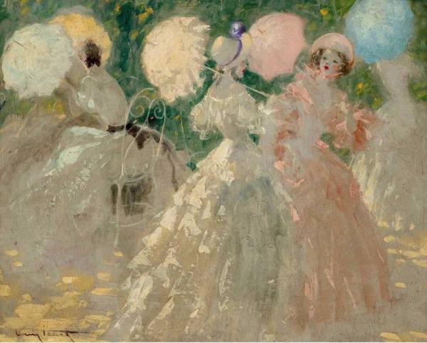 The Umbrellas by Louis Icart Oil Painting Reproductions