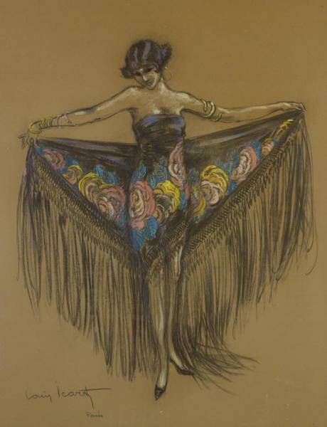 Woman In A Spanish Shawl by Louis Icart
