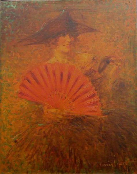 Woman With A Fan by Louis Icart