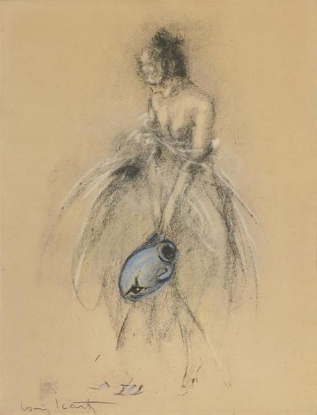 Young Woman With Broken Pitcher by Louis Icart