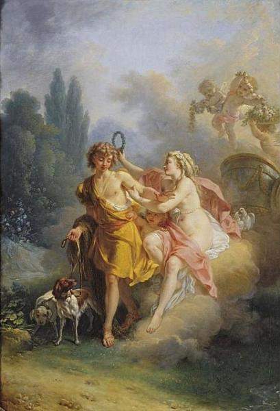 Venus And Adonis by Louis Jean François Lagrenée
