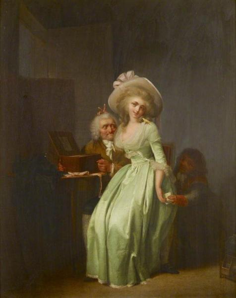 A Young Woman Mocking An Elderly Admirer by Louis Leopold Boilly