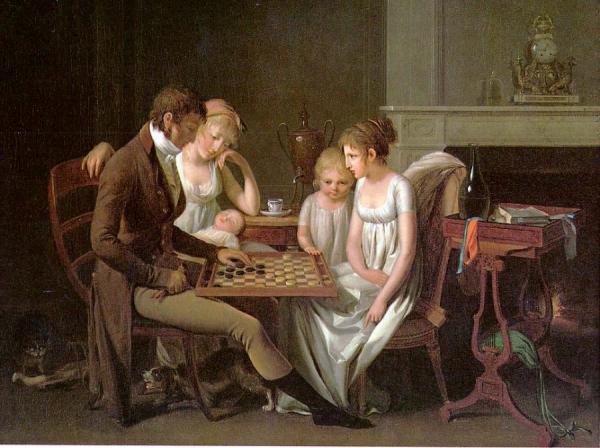 Family Game Of Checkers by Louis Leopold Boilly Oil Painting Reproductions