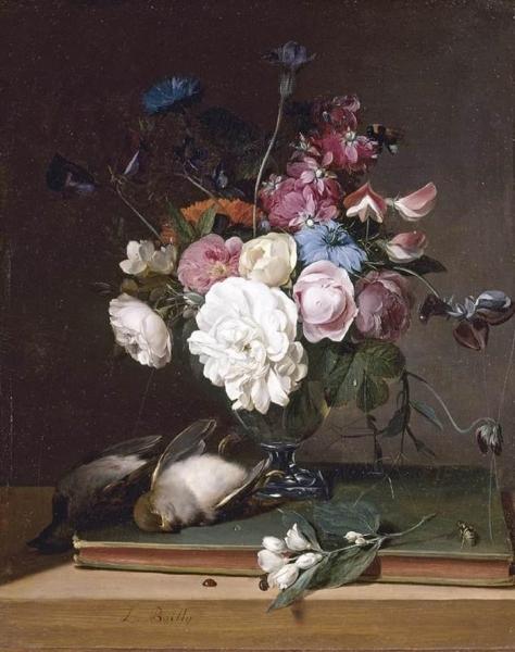 Still-life Of Flowers In A Glass Vase by Louis Leopold Boilly