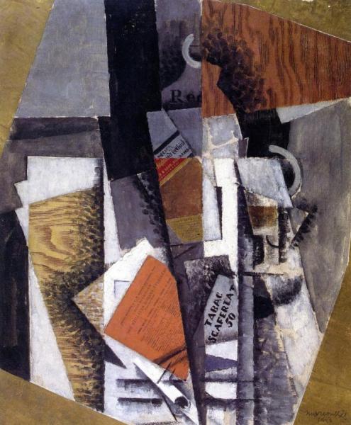A Bottle Of Whisky And A Packet Of Scaferlati by Louis Marcoussis Oil Painting Reproductions