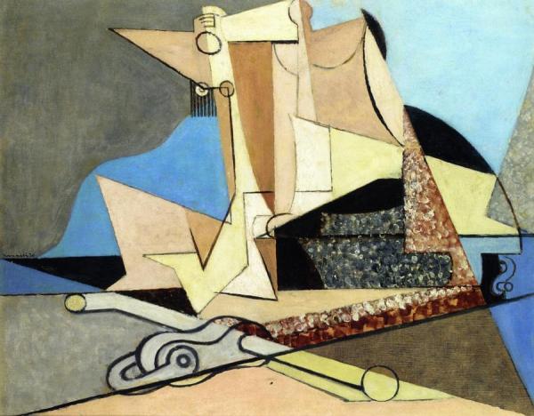 Figures And Marine Anchor by Louis Marcoussis