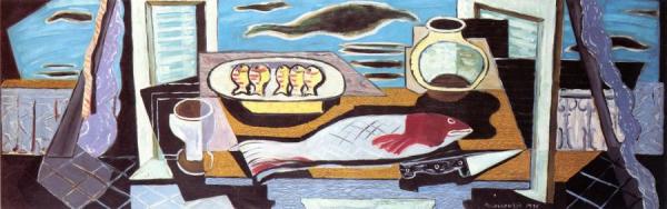 Still Life With Mandarins, Apples And A Lemon by Louis Marcoussis