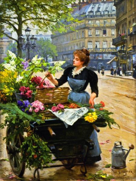 Parisian Flower Seller by Louis Marie De Schryver