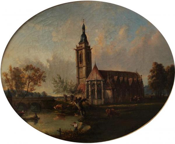 Église Saint-hilaire Vers 1860 by Louis Moullin