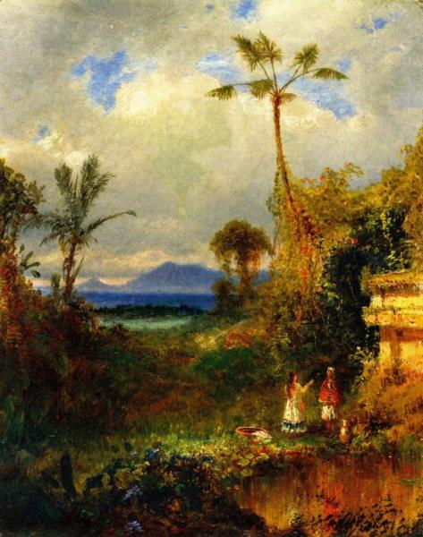 Louis Remy Mignot Two Women In A Tropical Landscape