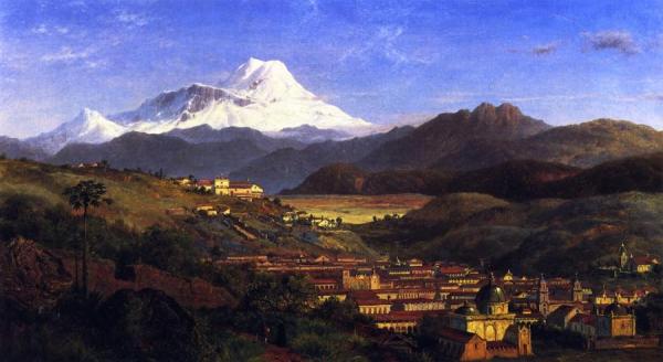 View Of Riobamba, Ecuador, Looking North Towards Mount Chimborazo by Louis Remy Mignot