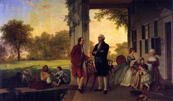 Washington And Lafayette At Mount Vernon, 1784 by Louis Remy Mignot