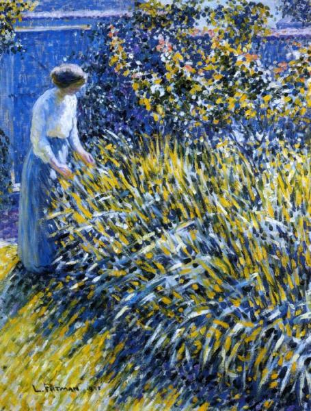 Lady In A Garden by Louis Ritman